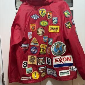 Wear Guard Vintage retro 90s jacket Snap Over 60 Vintage patches! Red XL Fuel